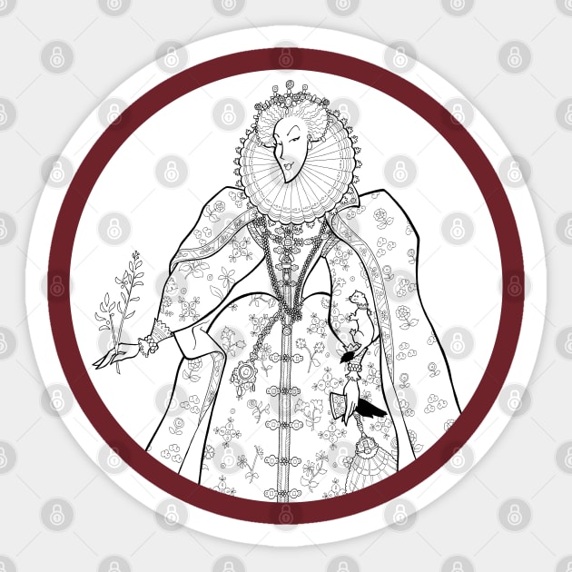 The Dead Queen Detectives - Queen Elizabeth i Sticker by Bevis Musson